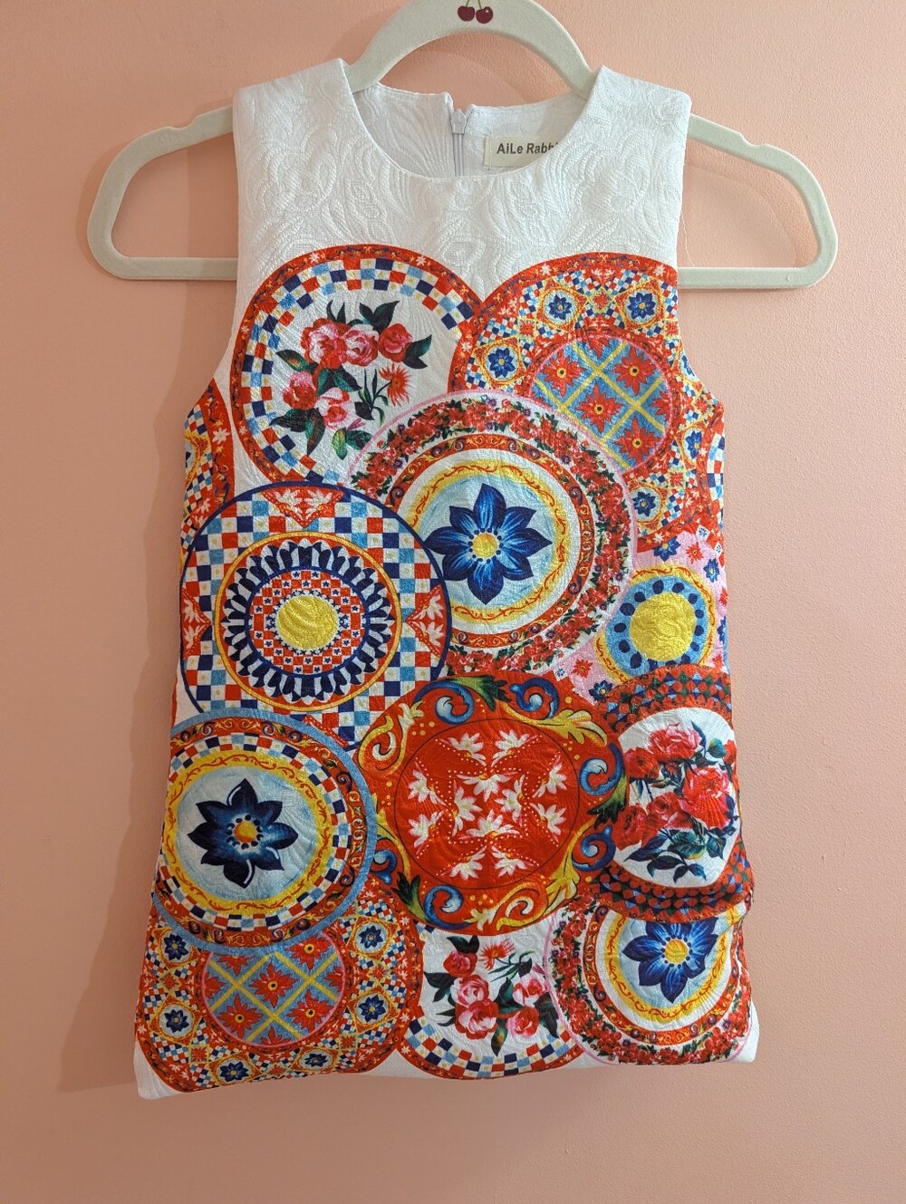 Girls' White & Multi Colorful Printed Casual Dress